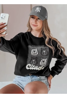 Bluza damska oversize z misiami MISOBEARS czarna Dstreet BY1437