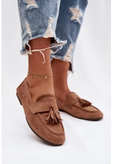 Dámské ploché mokasíny s třásněmi – hnědé Marilisse