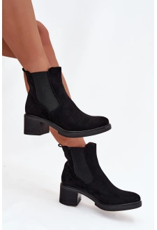 Dámské kotníkové boty na kostičkovém podpatku Luvina – černé