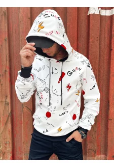 Pánská mikina s kapucí bílá Dstreet BX5760