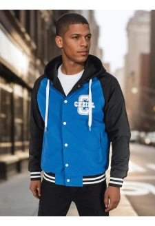 Męska kurtka bomber z kapturem niebieska Dstreet TX5023