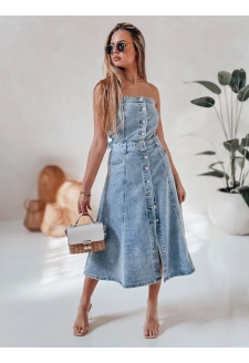 Sukienka jeansowa midi z paskiem SUMMER SKY niebieska Dstreet EY2585