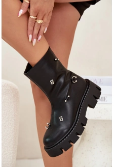 Dámské kotníkové boty Thavira na zip se zdobením – černé