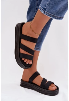 Dámské textilní pantofle na platformě s pásky Liorine – černé