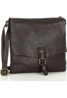 MARCO MAZZINI Kožená crossbody kabelka - tmavě hnědá