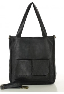 MARCO MAZZINI Černá dámská kožená shopper kabelka
