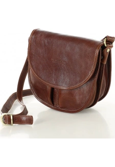 MARCO MAZZINI Hnědá kožená crossbody kabelka s klopou