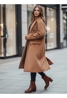 Płaszcz zimowy damski długi oversize kamelowy Dstreet NY0766z