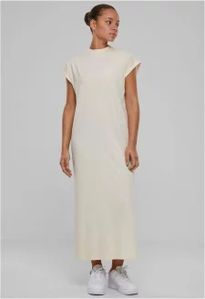 Dámské šaty Urban Classics Long Extended Shoulder Dress - smetanové