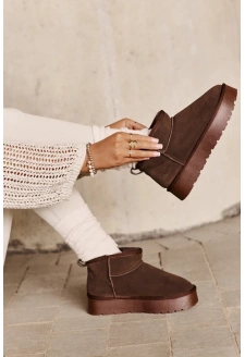 Módní Semišové Nízké Sněhule Hnědé Nucca