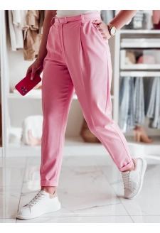 Eleganckie spodnie damskie plisowane z paskiem PLISSO różowe Dstreet UY2519