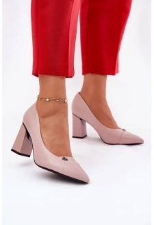 Elegantní dámské lodičky na podpatku Vinceza – růžové