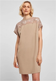 Dámské šaty s krajkou béžové