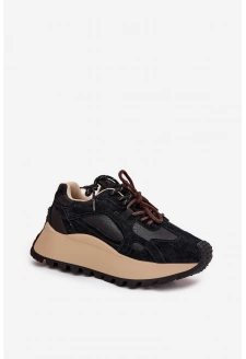 Dámské kožené tenisky na platformě Big Star HI-POLY SYSTEM – černé