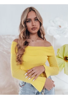 Sweter damski one size z odkrytymi ramionami SHOWIT żółty Dstreet MY2425