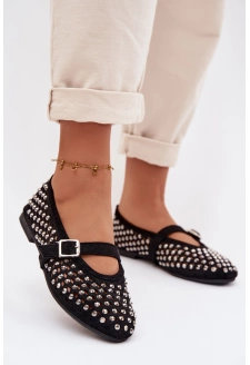 Dámské perforované baleríny s páskem Wilvessa – černé