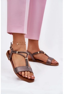 Dámské ploché sandály s pásky S.Barski – grafitové