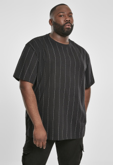 Oversized Pinstripe Tee černé