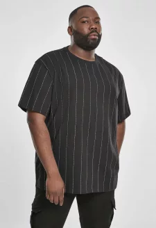 Oversized Pinstripe Tee černé