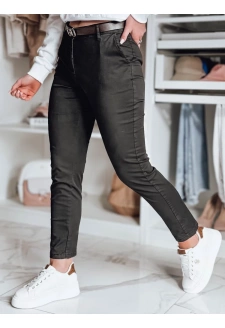 Spodnie damskie slim fit z paskiem LINESKA khaki Dstreet UY2576