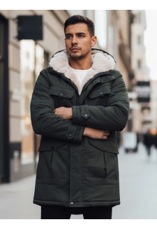 Kurtka zimowa męska parka z kapturem zielona Dstreet TX4961z