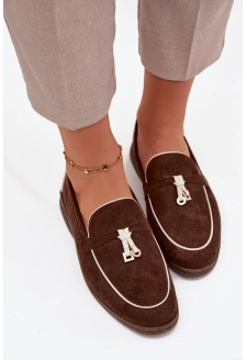 Dámské mokasíny (loafersy) z eko semiše Darwen – čokoládové