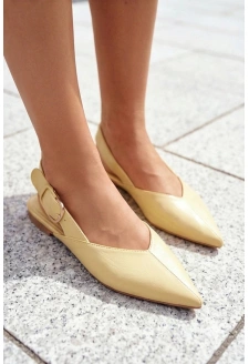 Dámské lakované baleríny s přezkou Rinalle – žluté