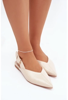 Dámské lakované baleríny s přezkou Rinalle – béžové