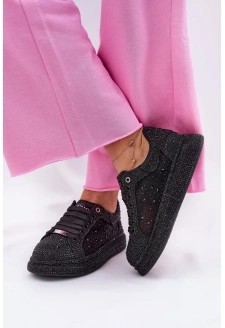 Dámské zdobené sneakersy na platformě GOE – černé