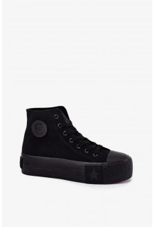 Dámské plátěné tenisky na platformě Big Star – černé