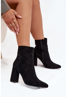 Dámské botky Pralina – zateplené, na sloupkovém podpatku, černé