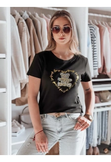 T-shirt damski z misiem TEDDYCAP czarny Dstreet RY2746