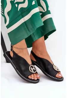 Dámské ploché elegantní sandály s ozdobou Iseliria – černé