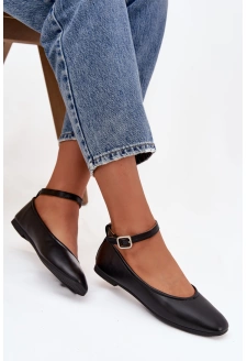 Dámské baleríny s páskem a přezkou Janelor – panterkové