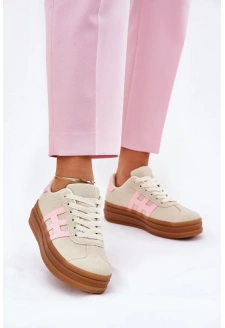 Dámské sneakersy na platformě Syliyana – béžové