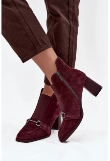 Dámské semišové botky na podpatku Artiker – bordó