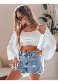 Spodenki damskie jeansowe w gwiazdki MOONSTAR niebieskie Dstreet SY0471