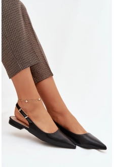Dámské baleríny se zlatou přezkou Iverelle – černé