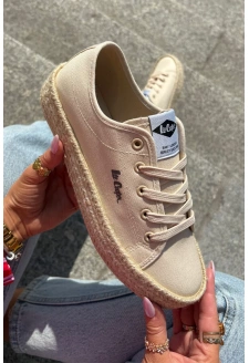 Dámské trampky s pleteným detailem Lee Cooper – béžové