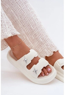 Dámské pěnové pantofle na platformě – ecru