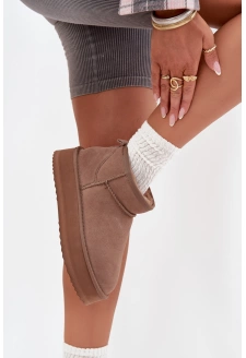 Dámské semišové sněhule Vinceza na platformě – béžové