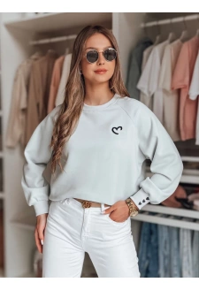 Bluza damska oversize z haftem serc MONLOVE niebieska Dstreet BY1509