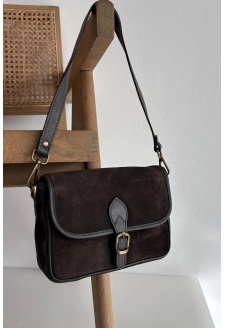 Dámská kožená semišová kabelka Norla – čokoládová