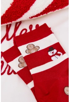 Dámské vánoční ponožky v proužcích – červeno/bílé