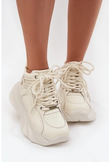 Dámské tenisky z přírodní kůže GOE – ztlumená bílá