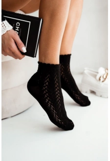 Dámské ažurové ponožky – černé