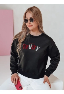 Bluza damska oversize z haftem SOFTRUS czarna Dstreet BY1408