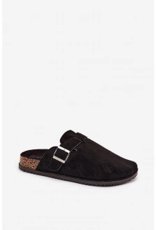 Dámské pantofle na korkové platformě s přezkou Big Star – černé