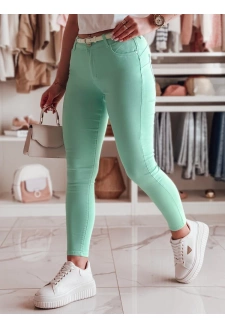 Spodnie damskie skinny z paskiem VIVASKIN miętowe Dstreet UY2445