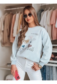 Bluza damska oversize z sercami PINKNOTE niebieska Dstreet BY1502